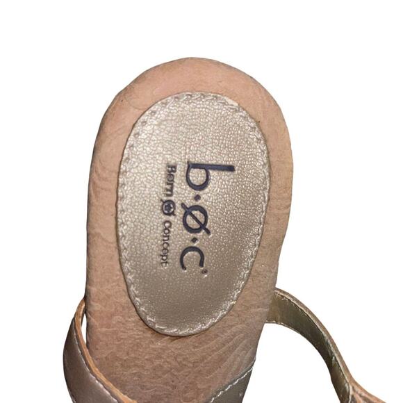 BOC Born Concepts Women's Champagne Leather T-Strap Flower Heeled Sandals Size 8 - Picture 6 of 8